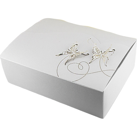 Svadobná krabička na výslužky perleťový motýlí vzor (18,5 x 13,5 x 5,8 cm) 8ks