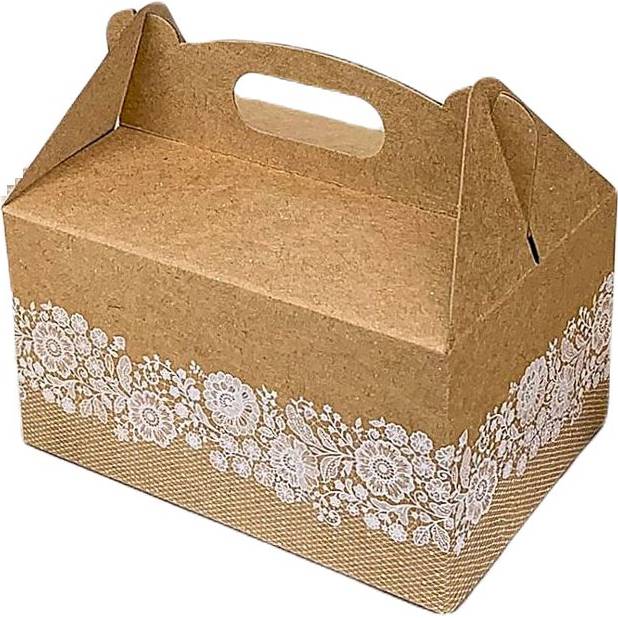 Svadobná krabička s čipkou 130 × 90 × 70 mm 8ks