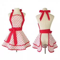 Kuchynská zástera s červenými bodkami