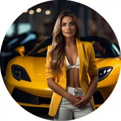 Jedlý papier žena pred luxusným autom 19,5 cm