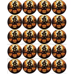 Jedlý papír na vystrihnutie na muffiny Halloween čarodejnice 5 cm