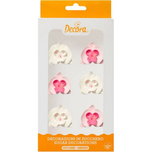 Cukrová orchidea dekorácia, 6ks