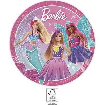 Papierové taniere Barbie 23cm, 8ks