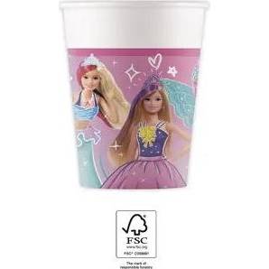 Papierové poháre na barbie 200ml, 8ks