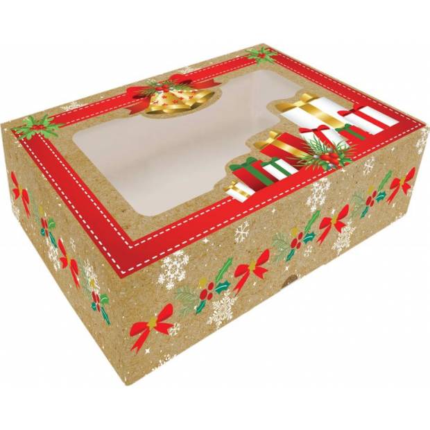 Skladacia krabica na cukríky s oknom 22x15x5cm 1ks darčekov