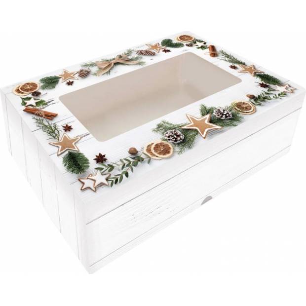 Skladacia krabička na cukrovinky s okienkom 22x15x5cm 1ks vianočná dekorácia