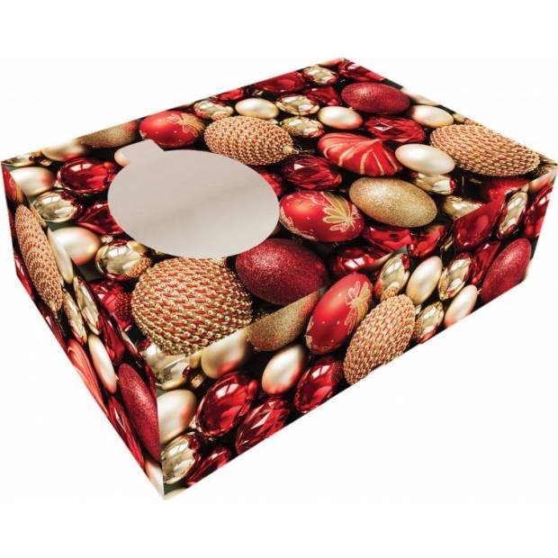 Skladacia krabička na cukrovinky s okienkom 25x15x7cm 1ks vianočná ozdoba