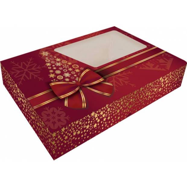 Skladacia krabica na cukrovinky s oknom 36x22x5cm 1ks vianočný stromček