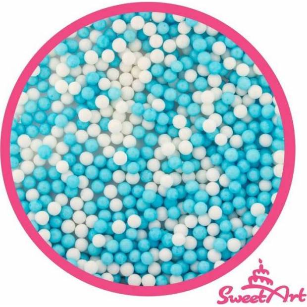 SweetArt cukrové perly modré a biele 5 mm (80 g)