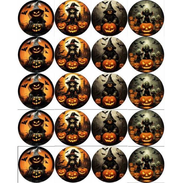 Jedlý papier na vystrihovanie muffinov Halloween čarodejnica mix 5cm