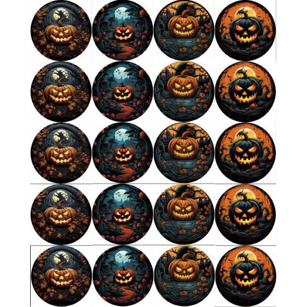 Jedlý papier na vystrihovanie muffinov Halloweenová zmes tekvíc 5 cm