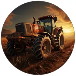 Jedlý papier traktor na poli červený 19,5 cm