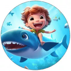 Jedlý papier chlapec so žralokom 19,5 cm