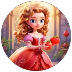 Jedlý papier princezní v červených šatách 19,5 cm