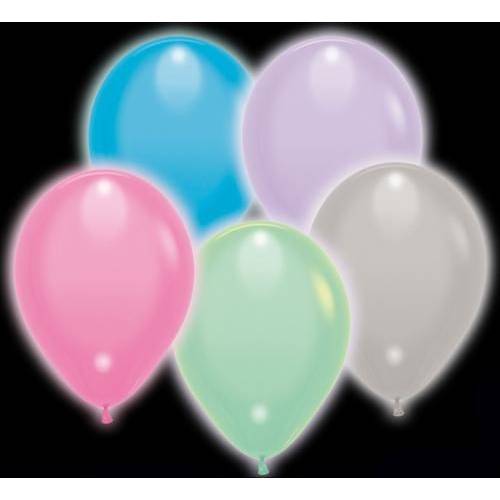 Latexové balóniky LED pastelové, 5 ks