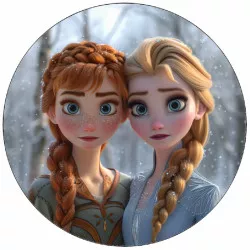 Jedlý papier Anna a Elsa v objatí 19,5 cm