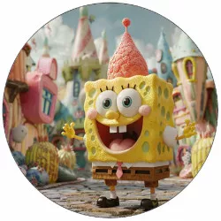 Jedlý papier Sponge Bob s čiapkou 19,5 cm