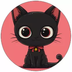 Jedlý papier čierne mačiatko na ružovom pozadí 19,5 cm