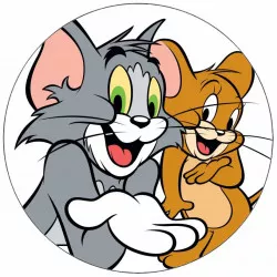 Jedlý papier Tom a Jerry na bielom pozadí 19,5 cm