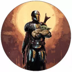 Jedlý papier Mandalorian rytier a Baby Yoda 19,5 cm