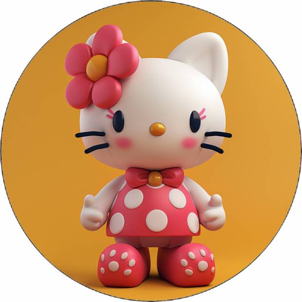 Hello Kitty jedlý papier s kvetom 19,5 cm