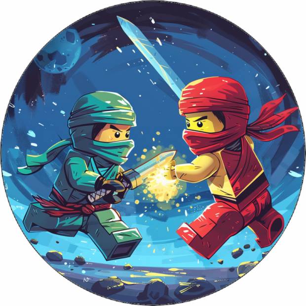 Jedlý papier Ninjago vo vesmírne modrom pozadí 19,5 cm