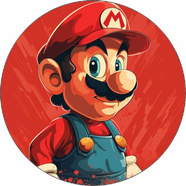 Jedlý papier Super Mario červené pozadie 19,5 cm