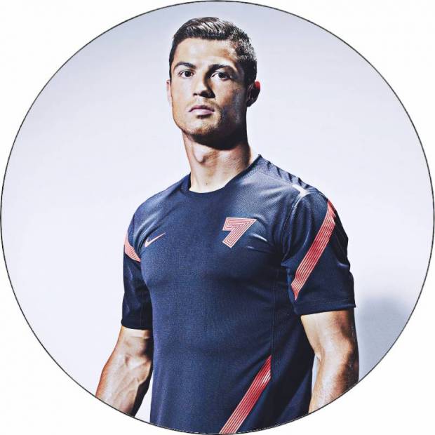 Jedlý papier Cristiano Ronaldo na sivom pozadí 19,5 cm