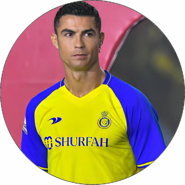 Jedlý papier Cristiano Ronaldo žlto-modrý dres 19,5 cm