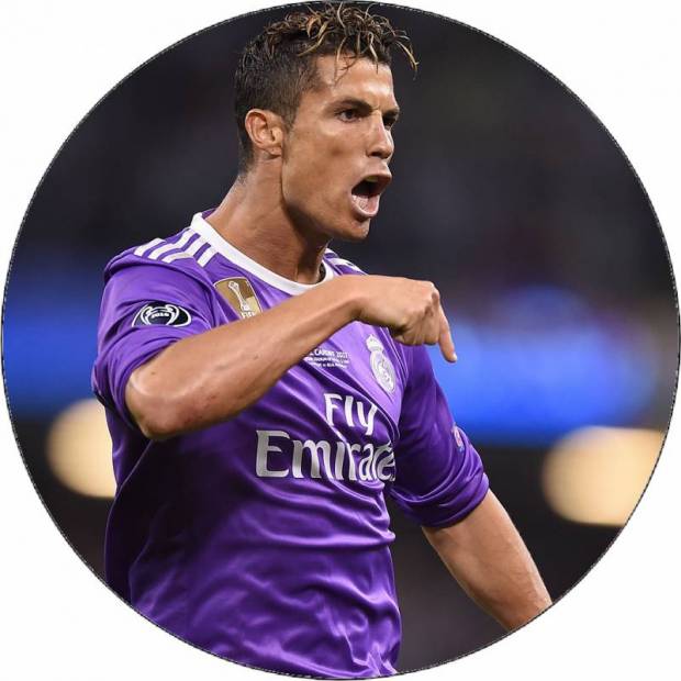 Jedlý papier Cristiano Ronaldo vo fialovom drese 19,5 cm