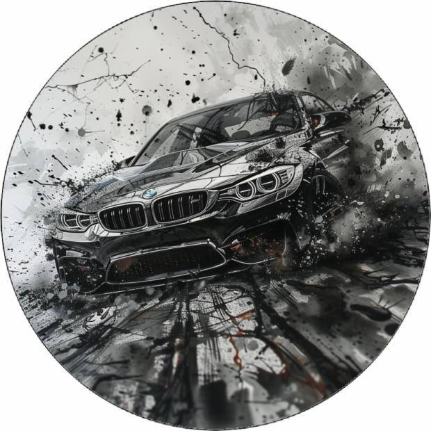 Jedlý papier BMW čiernobiela fotografia 19,5 cm