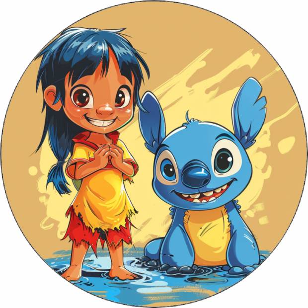 Jedlý papier Lilo a Stitch v kaluži 19,5 cm