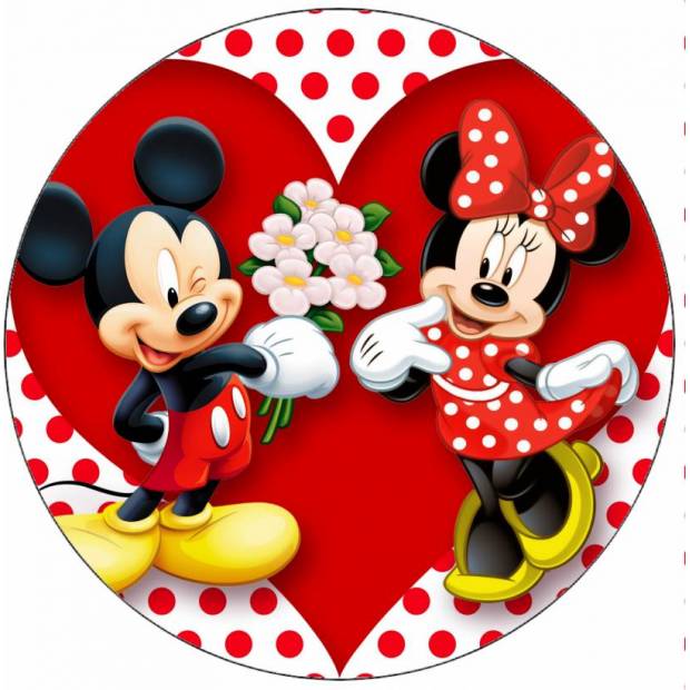 Jedlý papier Mickey a Minnie love 19,5 cm