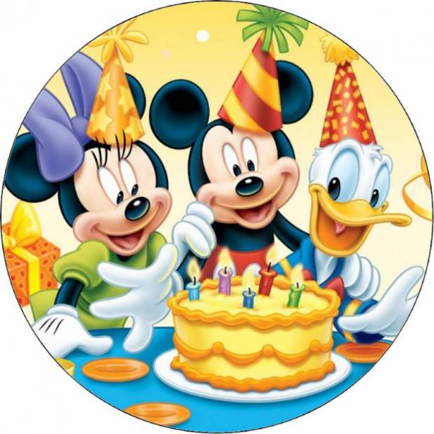 Jedlý papier Mickey, Minnie a kačera Donalda na narodeninovú oslavu 19,5 cm