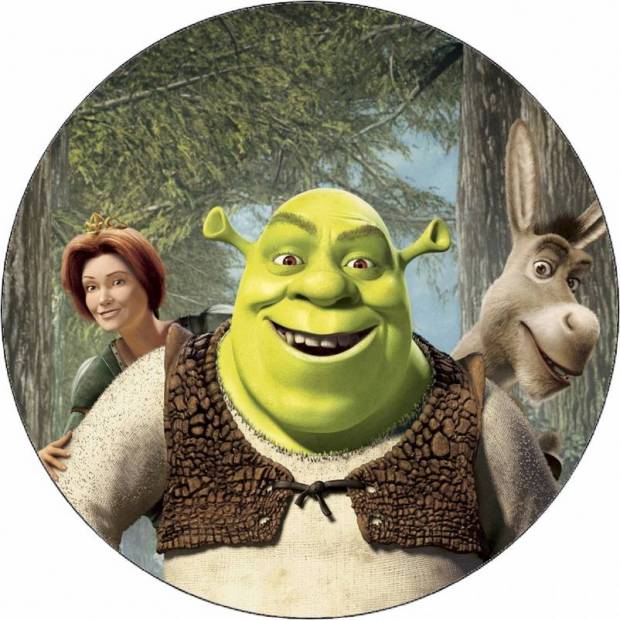 Jedlý papier Shrek, Fiona a osol 19,5 cm
