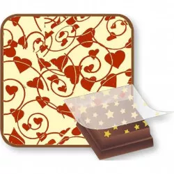 Bombasei transfer fólie Srdiečka červená so špirálami 36,5 x 25 cm