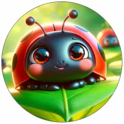 Jedlý papier roztomilá beruška na liste 19,5 cm