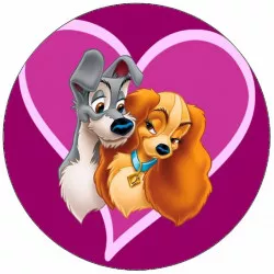 Jedlý papier Lady a Tramp srdce 19,5 cm