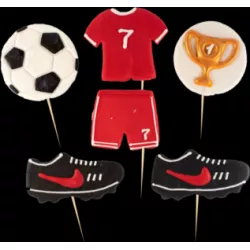 Cukrová figúrka futbalu zápich do torty červená