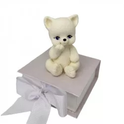 Čokoládová mačka biela sediaca 8 cm