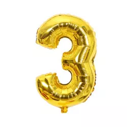 Fóliový balónik číslo tri zlatý 102 cm