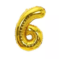 Zlatý balónek s fólií číslo šest 102 cm