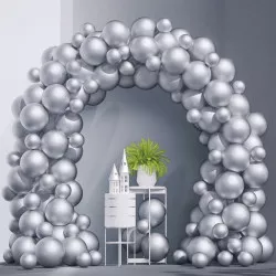 Balóniková girlanda – brána strieborná 70ks