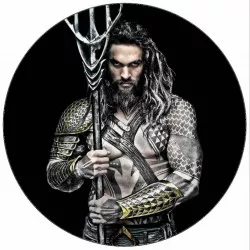 Jedlý papier Aquaman na čiernom pozadí 19,5 cm