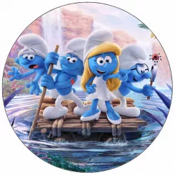 Jedlý papier Šmolinka a Šmolovia na prúde 19,5 cm