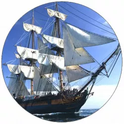 Jedlý papier hnedá loď s bielymi plachtami 19,5 cm