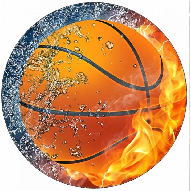 Jedlá papierová basketbalová lopta v plameňoch 19,5 cm