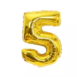 Fóliový balónik číslo päť zlatý 102 cm
