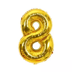 Fóliový balónik číslo osem zlatý 102 cm