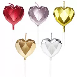 Sada sviečok 5 ks srdce